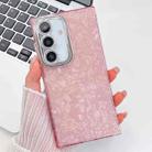 For Samsung Galaxy A25 5G Plating Glitter Texture TPU Phone Case with Lens Film(Pink Shell Pattern) - 1
