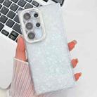For Samsung Galaxy A54 5G Plating Glitter Texture TPU Phone Case with Lens Film(White Shell Pattern) - 1