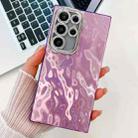 For Samsung Galaxy S23 Ultra 5G Plating Glitter Texture TPU Phone Case with Lens Film(Purple Wrinkles) - 1