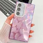 For Samsung Galaxy A36 5G Plating Glitter Texture TPU Phone Case with Lens Film(Purple Feathers) - 1