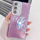 For Samsung Galaxy S25 5G Plating Glitter Texture TPU Phone Case with Lens Film(Purple Feather Yarn) - 1