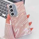 For Samsung Galaxy S25+ 5G Plating Glitter Texture TPU Phone Case with Lens Film(Pink Water Ripples) - 1