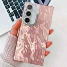 For Samsung Galaxy S25+ 5G Plating Glitter Texture TPU Phone Case with Lens Film(Pink Wrinkles) - 1