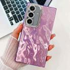 For Samsung Galaxy S25+ 5G Plating Glitter Texture TPU Phone Case with Lens Film(Purple Wrinkles) - 1