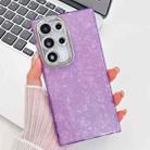 For Samsung Galaxy S25 Ultra 5G Plating Glitter Texture TPU Phone Case with Lens Film(Purple Shell Pattern) - 1