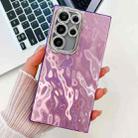 For Samsung Galaxy S25 Ultra 5G Plating Glitter Texture TPU Phone Case with Lens Film(Purple Wrinkles) - 1