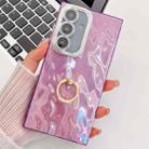 For Samsung Galaxy S24 FE 5G Plating Glitter Texture Ring Holder TPU Phone Case with Lens Film(Purple Wrinkles) - 1