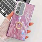 For Samsung Galaxy S24+ 5G Plating Glitter Texture Ring Holder TPU Phone Case with Lens Film(Purple Wrinkles) - 1