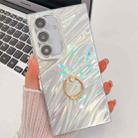 For Samsung Galaxy S24 5G Plating Glitter Texture Ring Holder TPU Phone Case with Lens Film(White Water Ripples) - 1