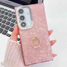 For Samsung Galaxy S24 5G Plating Glitter Texture Ring Holder TPU Phone Case with Lens Film(Pink Shell Pattern) - 1