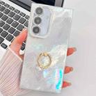 For Samsung Galaxy S24 5G Plating Glitter Texture Ring Holder TPU Phone Case with Lens Film(White Tinfoil Texture) - 1