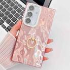 For Samsung Galaxy A54 5G Plating Glitter Texture Ring Holder TPU Phone Case with Lens Film(Pink Wrinkles) - 1