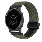 For Garmin Vivoactive 4S 18mm Magnetic Buckle Braided Watch Band(Olive Green) - 1