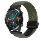 For Huawei Watch GT 2 42mm 20mm Magnetic Buckle Braided Watch Band(Olive Green) - 1