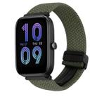 For Amazfit Bip 3 Pro Magnetic Buckle 20mm Braided Watch Band(Olive Green) - 1