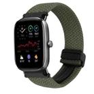 For Amazfit GTS4 Mini Magnetic Buckle 20mm Braided Watch Band(Olive Green) - 1