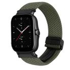 For Amazfit GTS 2e Magnetic Buckle 20mm Braided Watch Band(Olive Green) - 1