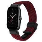 For Amazfit GTS 2e Magnetic Buckle 20mm Braided Watch Band(Black Sand Red) - 1