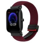 For Amazfit Pop Magnetic Buckle 20mm Braided Watch Band(Wine Red) - 1