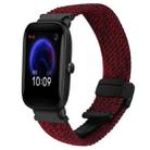 For Amazfit Pop Magnetic Buckle 20mm Braided Watch Band(Black Sand Red) - 1