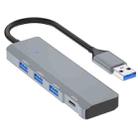 ADS-309A  Aluminum Alloy USB to 3  x USB 3.0 + Type-C Data Port Expansion Hub Adapter - 1