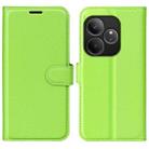 For Realme GT 6 5G Litchi Texture Horizontal Flip Leather Phone Case with Holder(Green) - 1