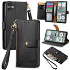 For Nothing CMF Phone 1 Love Zipper Lanyard Leather Phone Case(Black) - 1