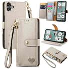 For Nothing CMF Phone 1 Love Zipper Lanyard Leather Phone Case(Gray) - 1