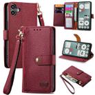 For Nothing CMF Phone 1 Love Zipper Lanyard Leather Phone Case(Red) - 1