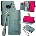 For Nothing Phone 2a Plus Love Zipper Lanyard Leather Phone Case(Green) - 1