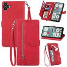 For Nothing CMF Phone 1 Embossed Flower Zipper Leather Phone Case(Red) - 1