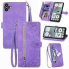 For Nothing CMF Phone 1 Embossed Flower Zipper Leather Phone Case(Purple) - 1