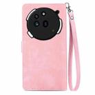 For Nothing Phone 3a Embossed Flower Zipper Leather Phone Case(Pink) - 3