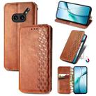 For Nothing Phone 2a Plus Cubic Grid Pressed Magnetic Leather Phone Case(Brown) - 1