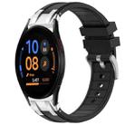 For Samsung Galaxy Watch FE 40mm 20mm Quick Release Silver Buckle Royal Silicone Watch Band(Black) - 1