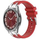 For Samsung Galaxy Watch 6 Classic 20mm Quick Release Silver Buckle Royal Silicone Watch Band(Red) - 1