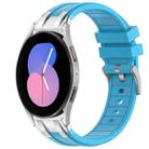 For Samsung Galaxy Watch 5 40 / 44mm 20mm Quick Release Silver Buckle Royal Silicone Watch Band(Sky Blue) - 1