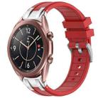 For Samsung Galaxy Watch3 41mm 20mm Quick Release Silver Buckle Royal Silicone Watch Band(Red) - 1