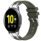 For Samsung Galaxy Watch Active 2 20mm Quick Release Silver Buckle Royal Silicone Watch Band(Olive Green) - 1