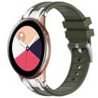 For Samsung Galaxy Watch Active 20mm Quick Release Silver Buckle Royal Silicone Watch Band(Olive Green) - 1