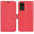 For TCL 501 Litchi Texture Horizontal Flip Leather Phone Case with Holder(Red) - 1