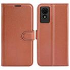 For TCL 501 Litchi Texture Horizontal Flip Leather Phone Case with Holder(Brown) - 1