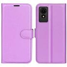 For TCL 501 Litchi Texture Horizontal Flip Leather Phone Case with Holder(Purple) - 1