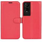 For TCL 50 5G Litchi Texture Horizontal Flip Leather Phone Case with Holder(Red) - 1