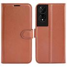 For TCL 50 5G Litchi Texture Horizontal Flip Leather Phone Case with Holder(Brown) - 1