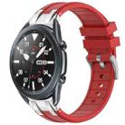 For Samsung Galaxy Watch 3 45mm 22mm Quick Release Silver Buckle Royal Silicone Watch Band(Red) - 1