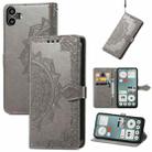 For Nothing CMF Phone 1 Mandala Flower Embossed Leather Phone Case(Gray) - 1