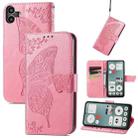 For Nothing CMF Phone 1 Butterfly Love Flower Embossed Leather Phone Case(Pink) - 1