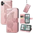 For Nothing CMF Phone 1 Butterfly Love Flower Embossed Leather Phone Case(Rose Gold) - 1