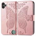 For Nothing CMF Phone 1 Butterfly Love Flower Embossed Leather Phone Case(Rose Gold) - 2